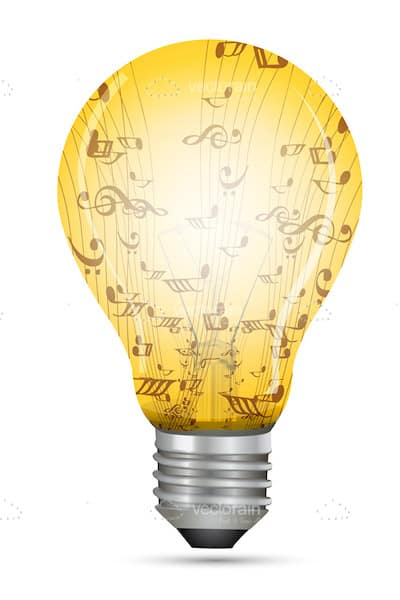 Halogen Lightbulb Filled With Musical Notation